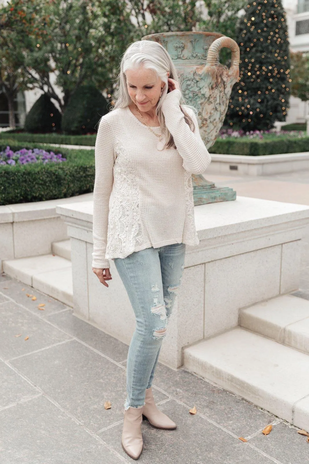 Hazel Blues® | Side Of Art Top In Beige