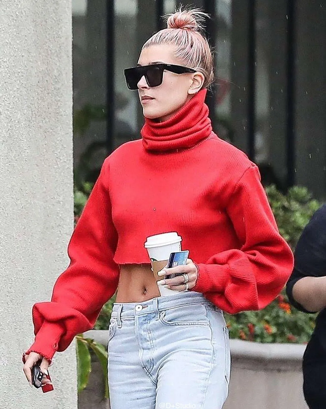 High-collared Lantern Sleeve Crop Tops Sweaters