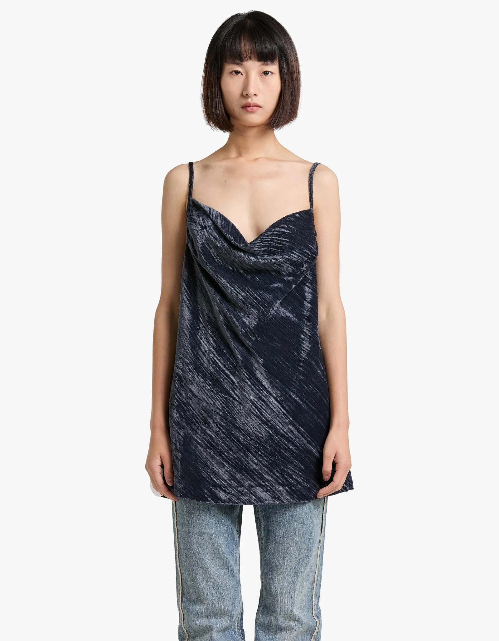 Holli Long Line Cowl Neck Cami - Dark Ash