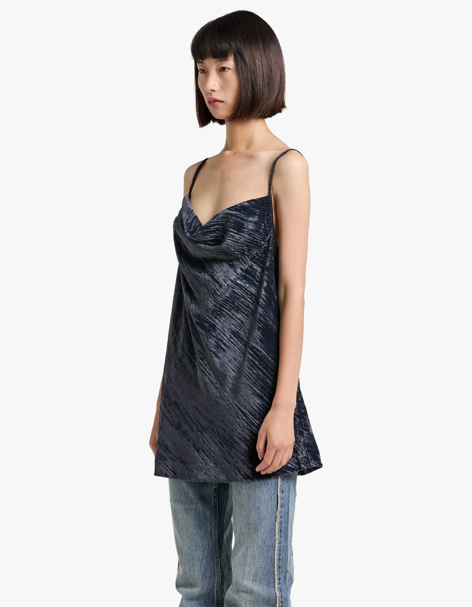 Holli Long Line Cowl Neck Cami - Dark Ash