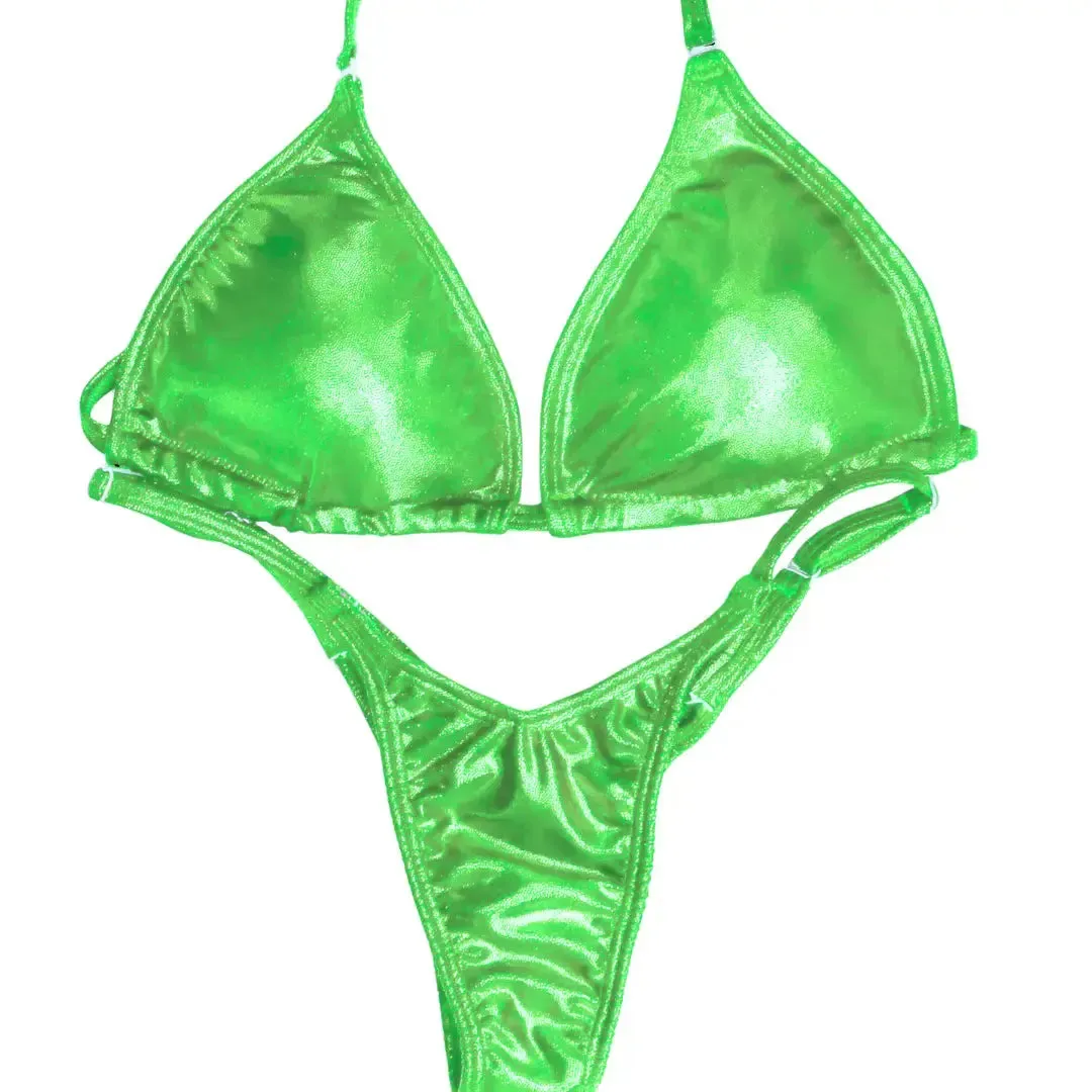 Hologram Lime Fit Model Competition Suit