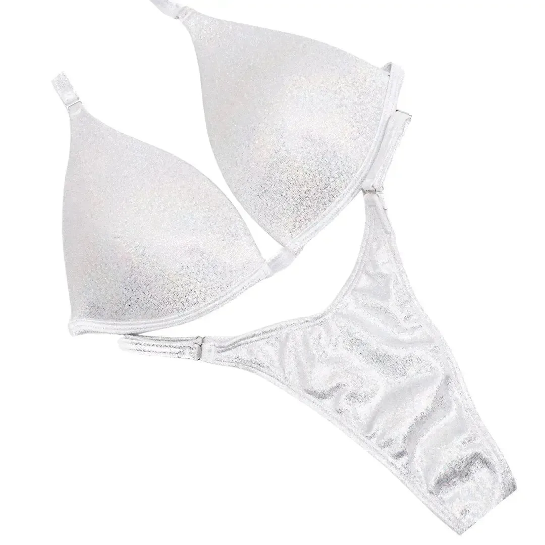 Hologram White Fit Model Competition Suit