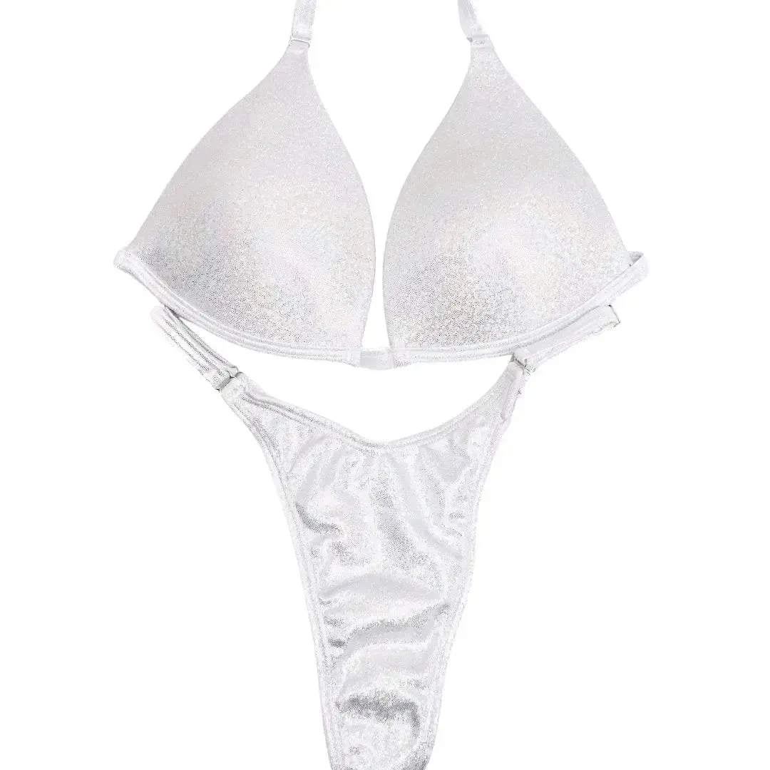 Hologram White Fit Model Competition Suit