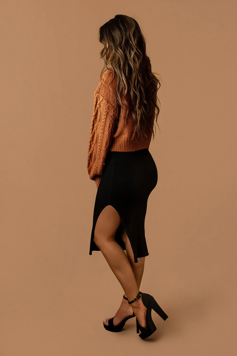 Hooked On You Cable Knit Sweater (Burnt Orange) | FINAL SALE