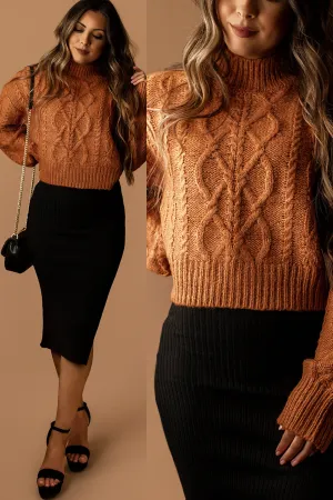 Hooked On You Cable Knit Sweater (Burnt Orange) | FINAL SALE