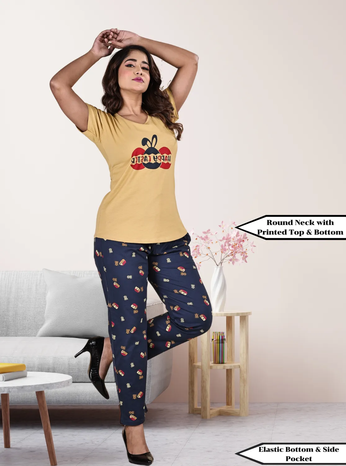 HOSIERY Mix & Match Top and Bottom Night suit for Women | Round Neck | Best Summer Collection Nightdress for stylish Women & Teenage Girl's  (RNM)