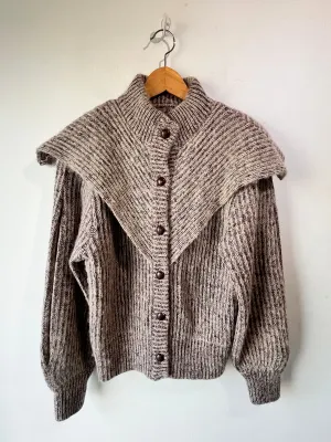 I.B. Diffusion Purple and Grey Cape Shoulder Cardigan