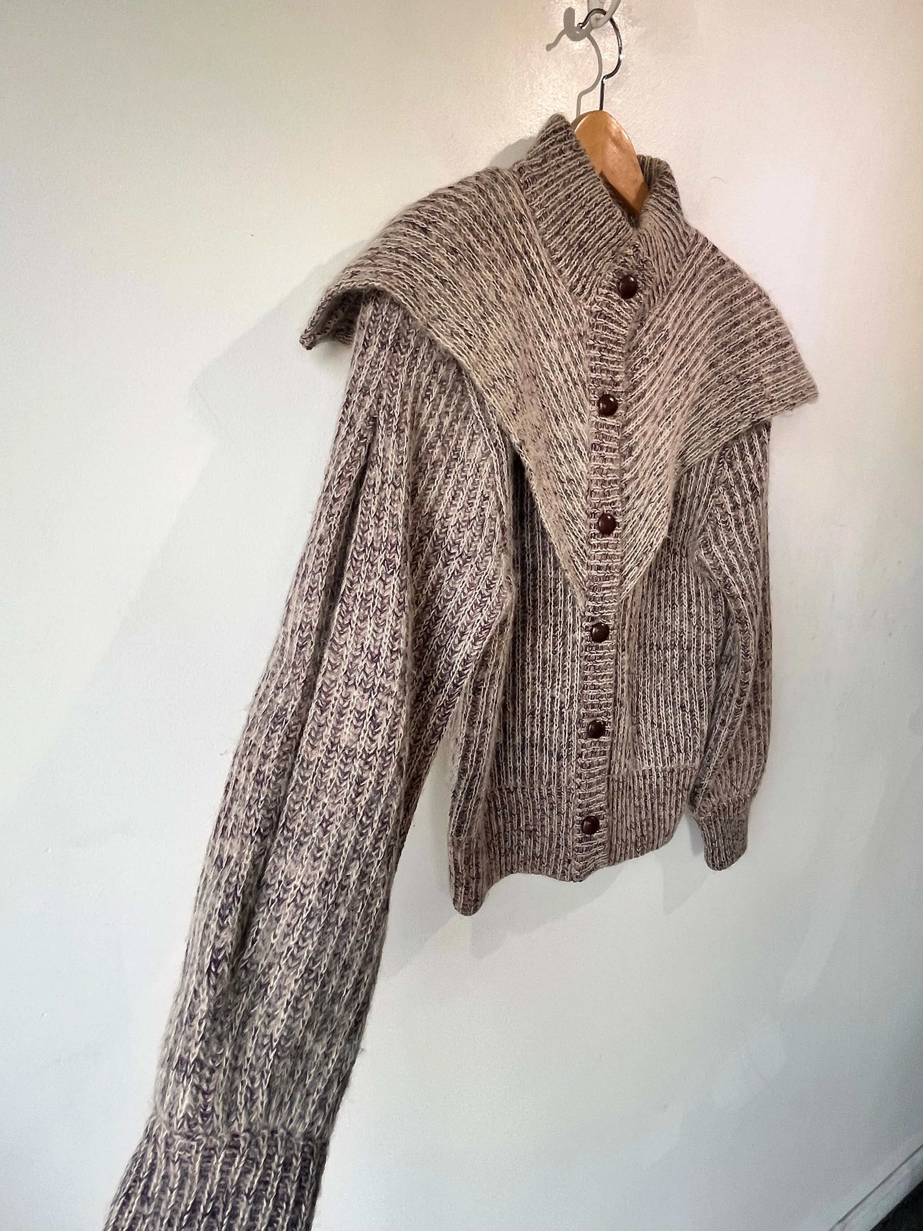 I.B. Diffusion Purple and Grey Cape Shoulder Cardigan