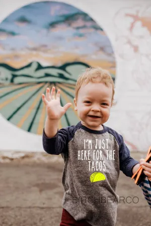 Im Just Here For The Tacos Shirt - Childrens Raglan