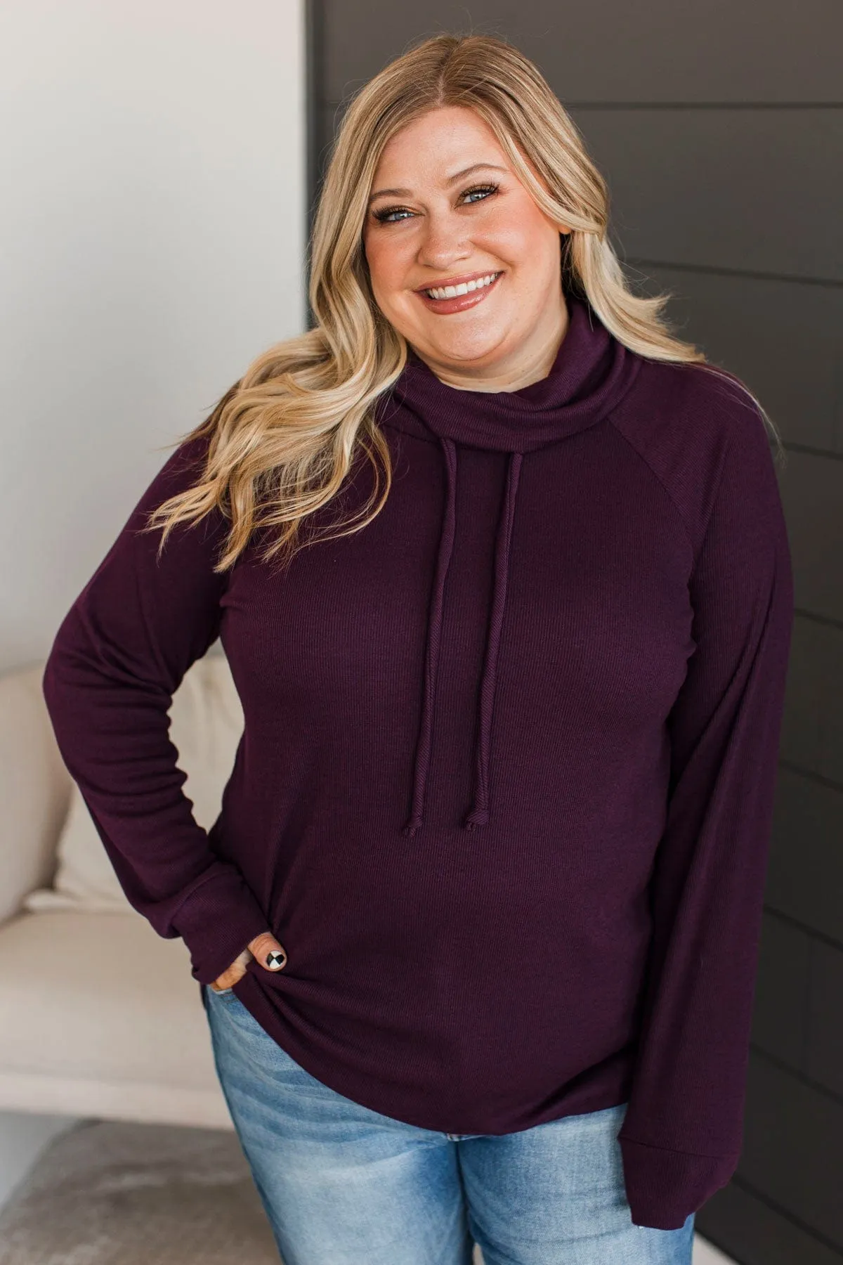 Incredibly Cute Cowl Neck Top- Plum