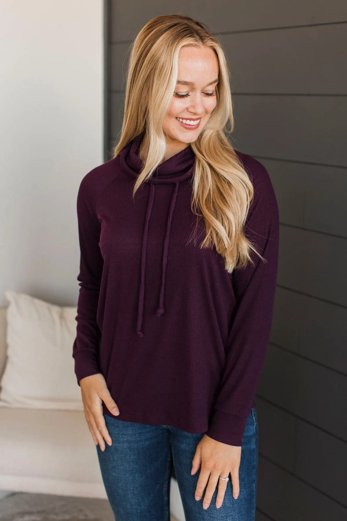 Incredibly Cute Cowl Neck Top- Plum