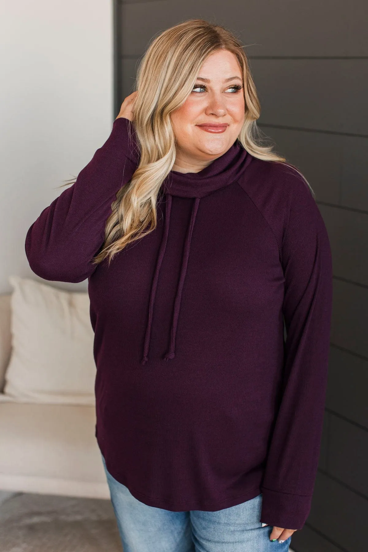Incredibly Cute Cowl Neck Top- Plum