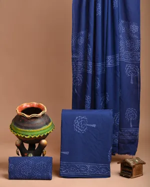 Indigo Blue Cotton Handblock Print suit