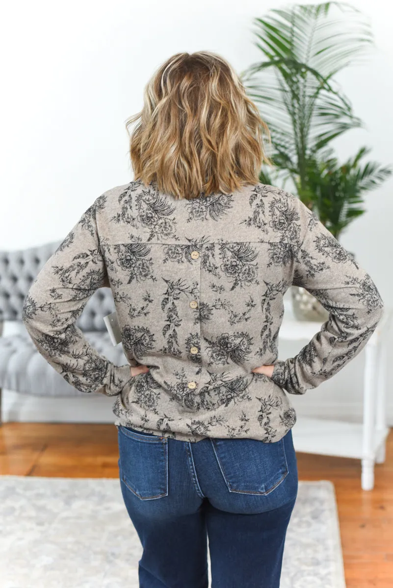 Isla Cowl Neck Button Back Detail Top
