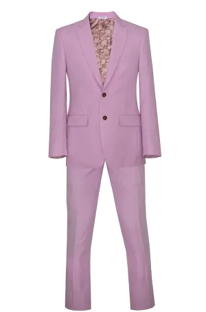 ITALIAN 120's WOOL NOTCH LAPEL PINK SLIM-FIT SUIT FOR MEN