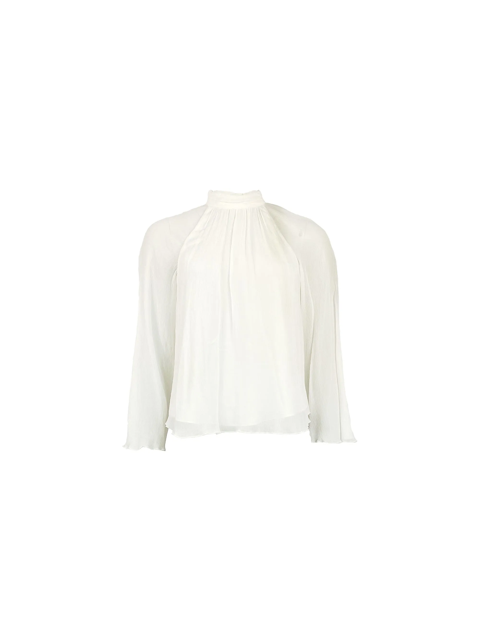 Ivory Crinkle Flared Sleeve Blouse