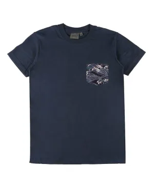 Japanese Waves Pocket Tee Navy