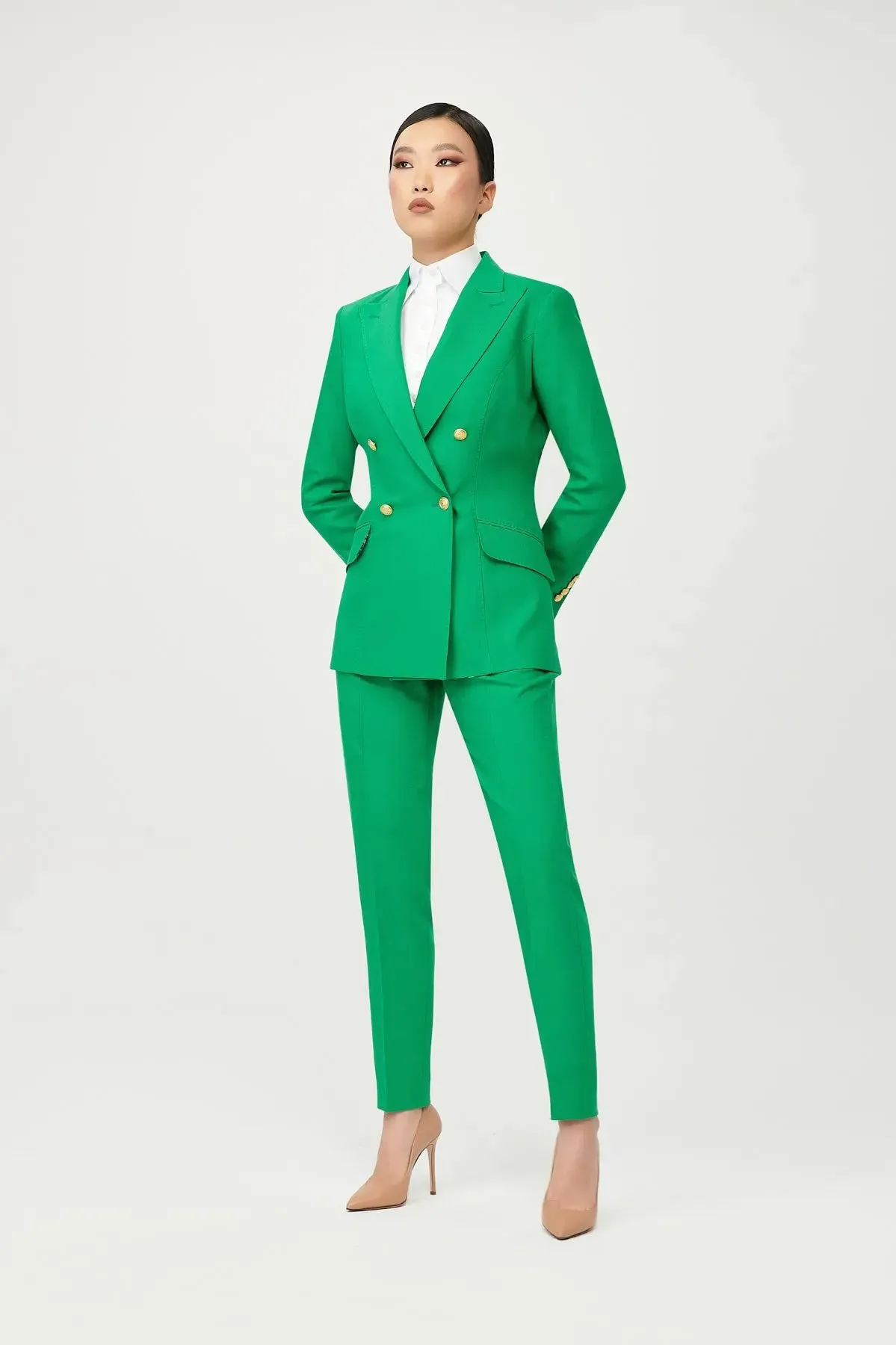 Jarah Double Breasted Suit with Gold Buttons