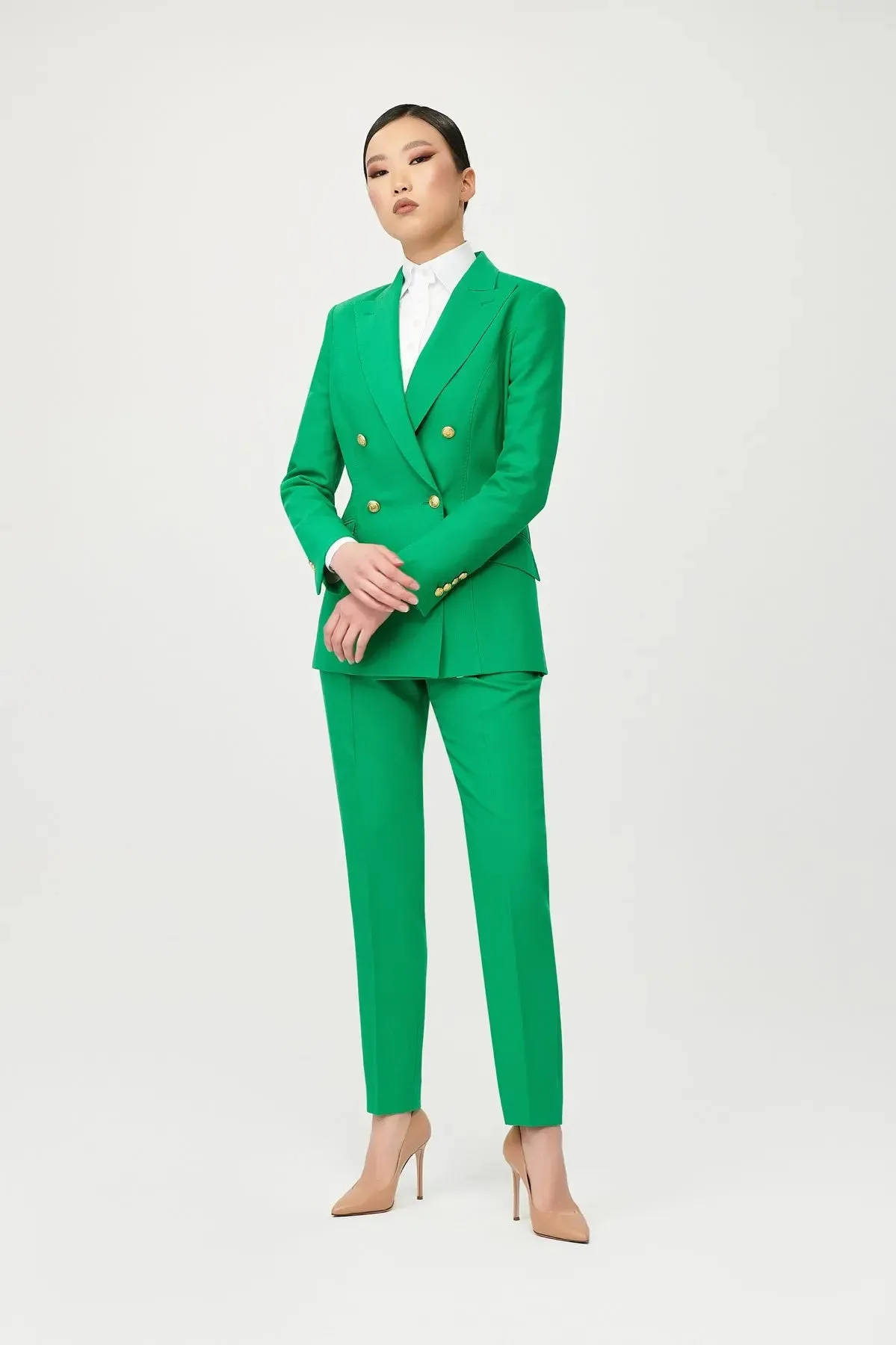 Jarah Double Breasted Suit with Gold Buttons