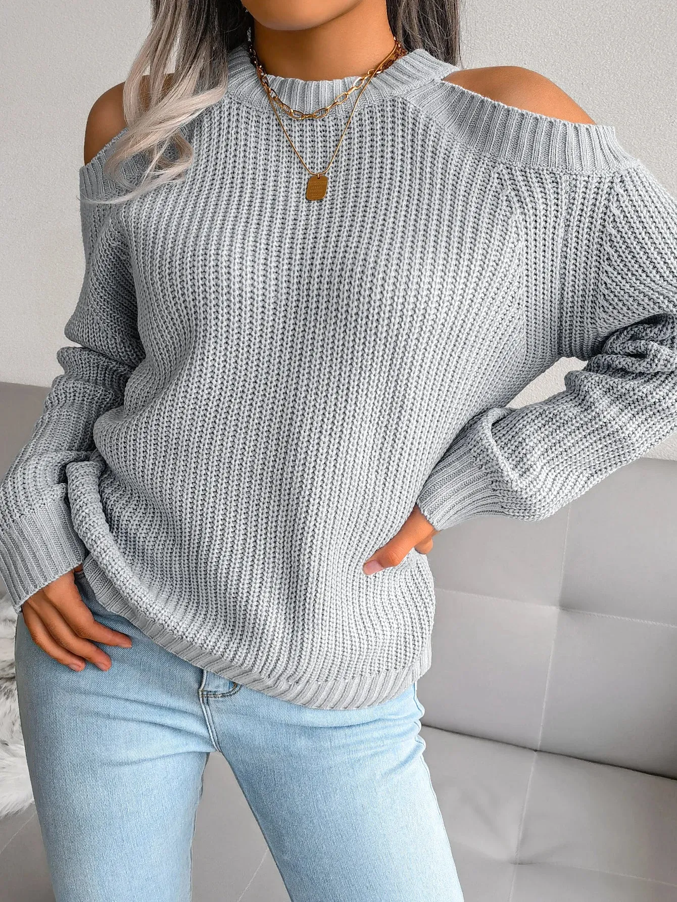 Jasmine® | Casual, off-the-shoulder knit sweater