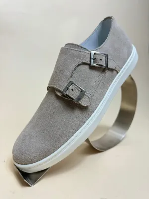 Jaxon Double Monk Suede Sneaker Taupe