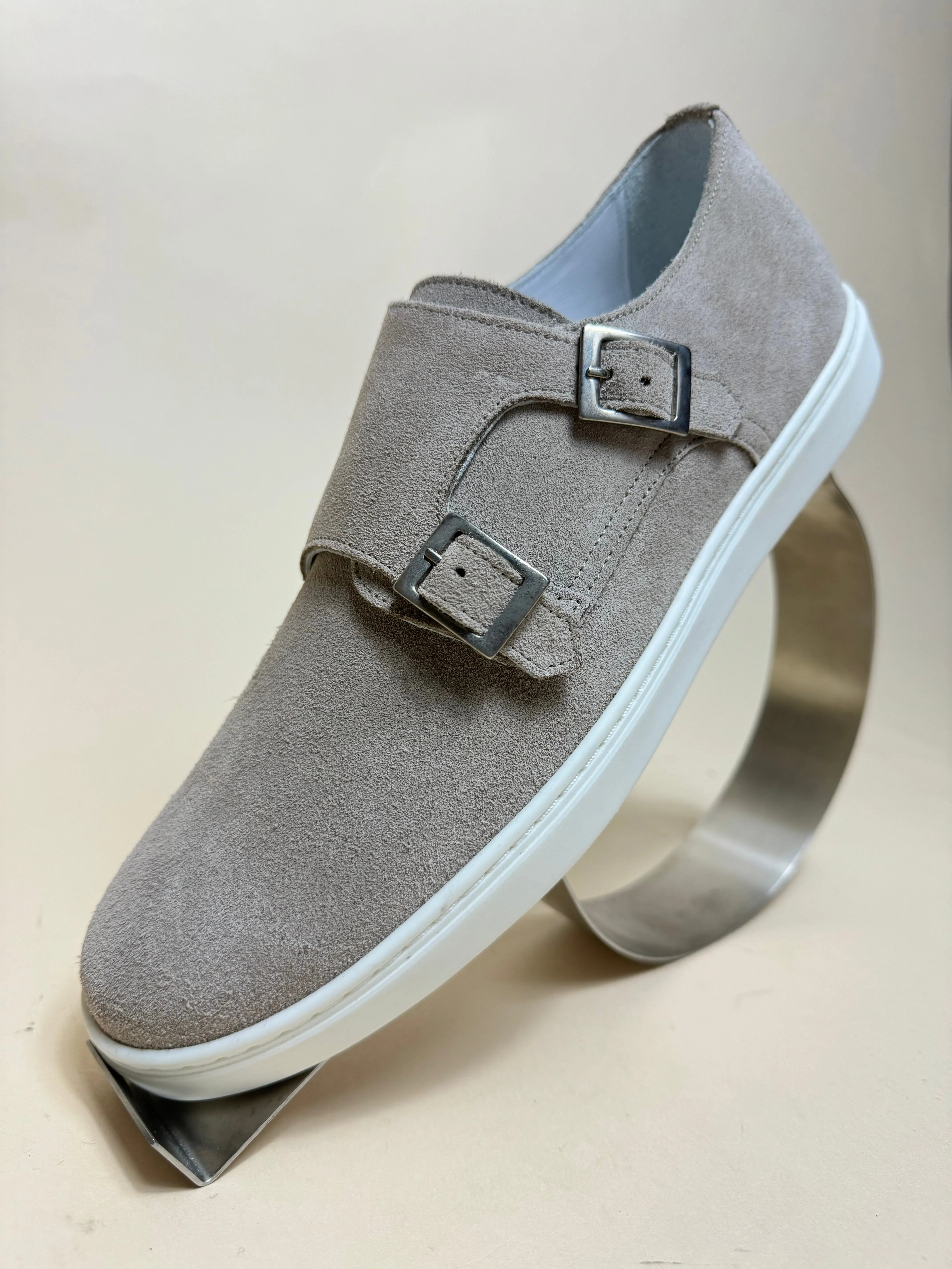 Jaxon Double Monk Suede Sneaker Taupe