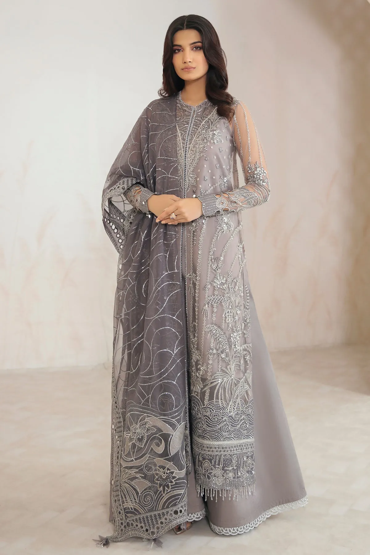 Jazmin Embroidered Chiffon 2022 | FUSION OF DELUXE | CRYSTAL GREY