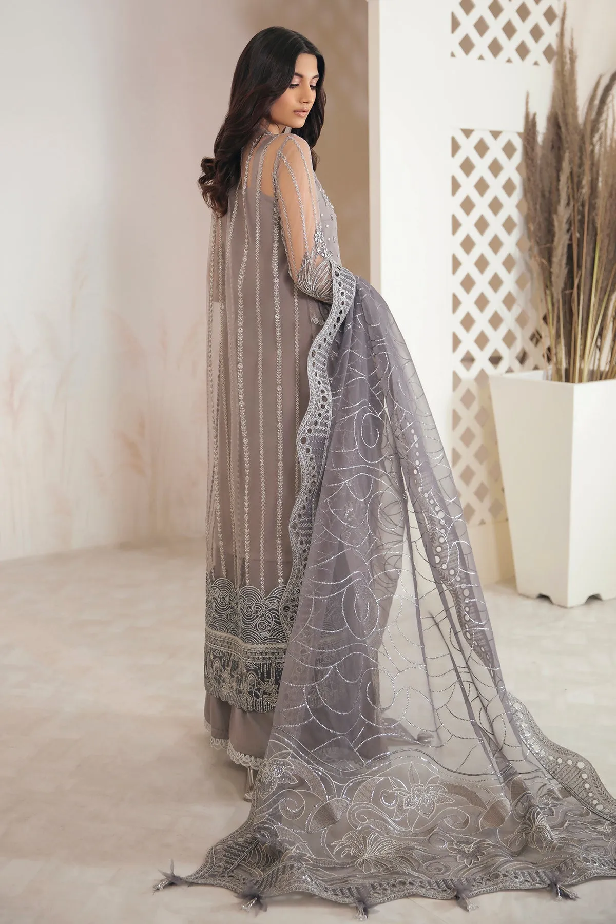 Jazmin Embroidered Chiffon 2022 | FUSION OF DELUXE | CRYSTAL GREY