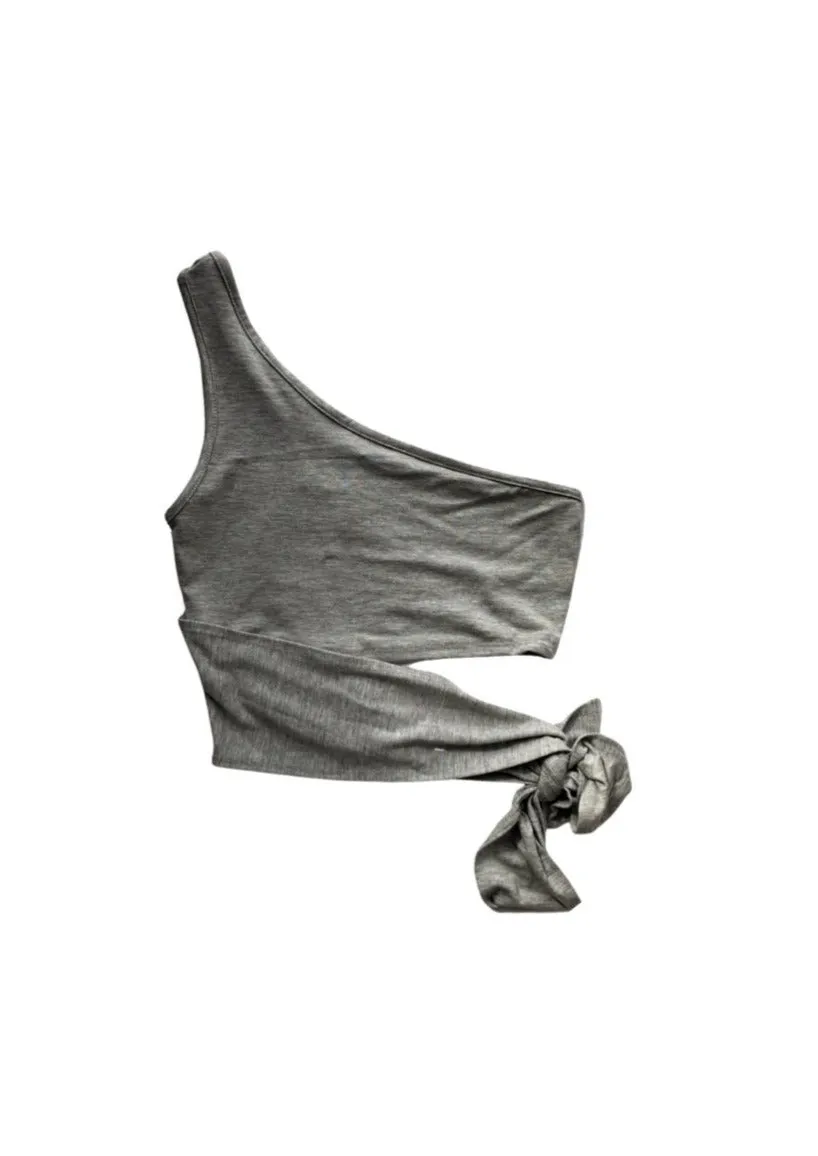 Jesse Asymmetrical Crop Top - Grey