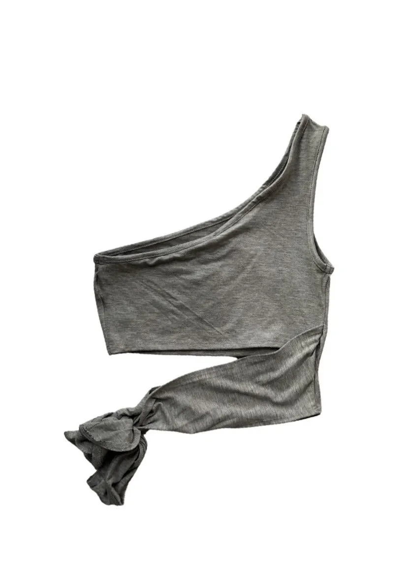 Jesse Asymmetrical Crop Top - Grey
