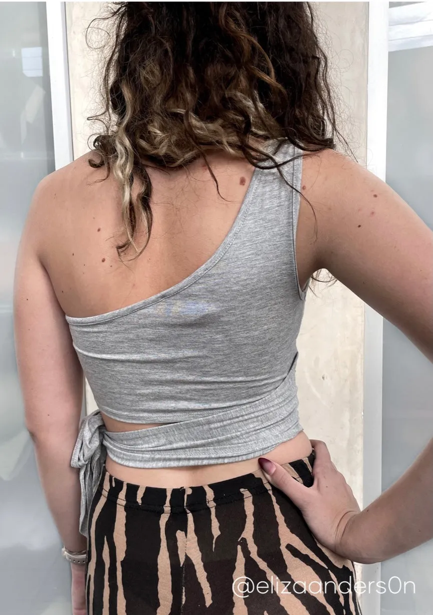Jesse Asymmetrical Crop Top - Grey
