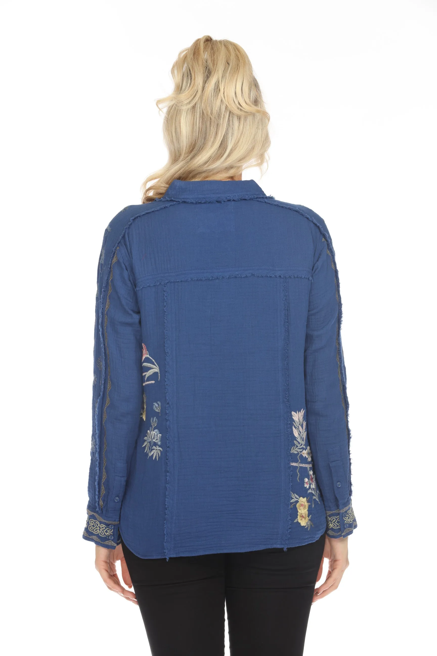 Johnny Was Biya Leyla Embroidered Button-Down Blouse B13324 Boho Chic