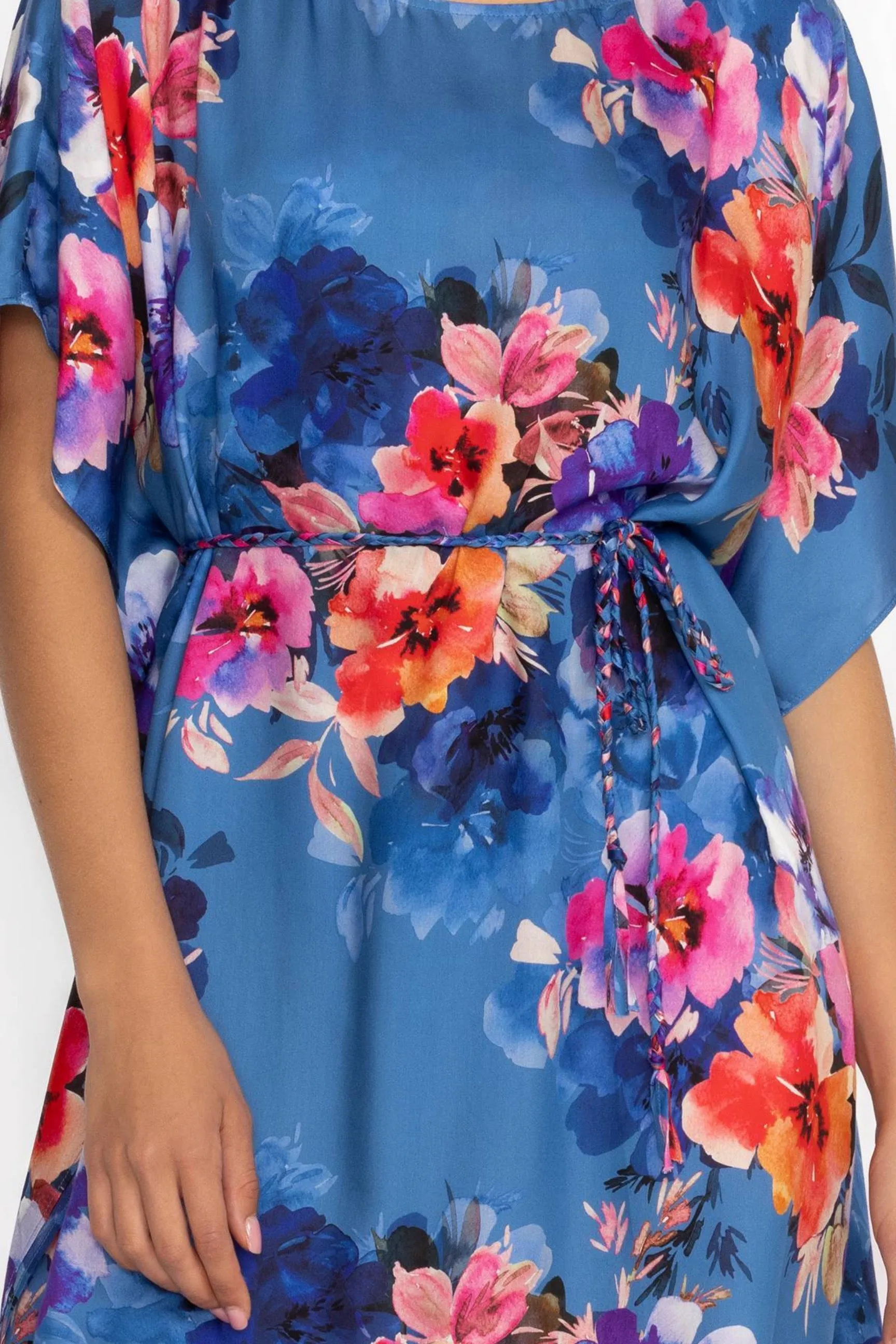 Johnny Was Blue Summer Days Dress with Braided Tie CSW2524-Y