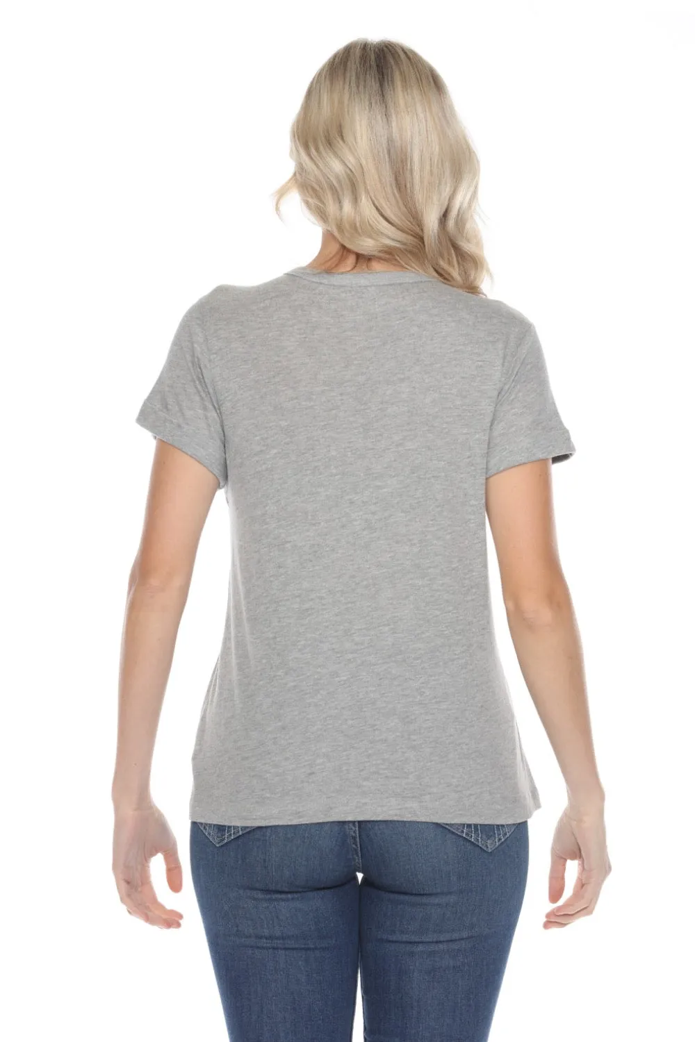 Johnny Was Calme Grey Crew Neck Cuff Tee O31222
