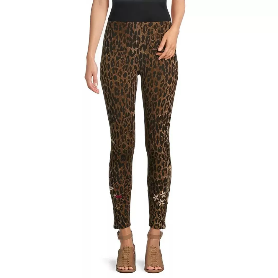 Johnny Was Embroidery Cotton Leggings Pant Penelope Black Small Legging Pants NEW