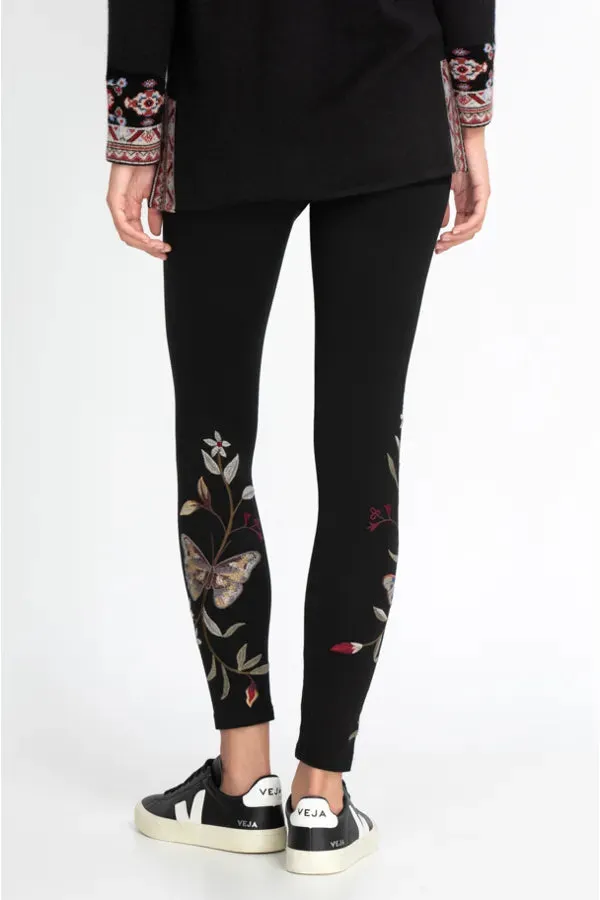 Johnny Was Embroidery Cotton Leggings Pant Penelope Black Small Legging Pants NEW