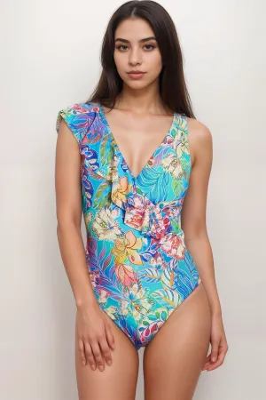 Johnny Was Helena Ruffle Wrap One Piece Swimsuit CSW0724-M
