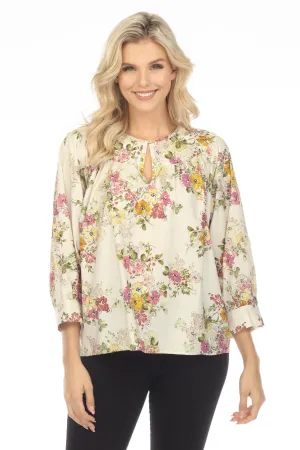 Johnny Was Jade Love Isabella Floral 3/4 Sleeve Blouse Boho Chic L14523