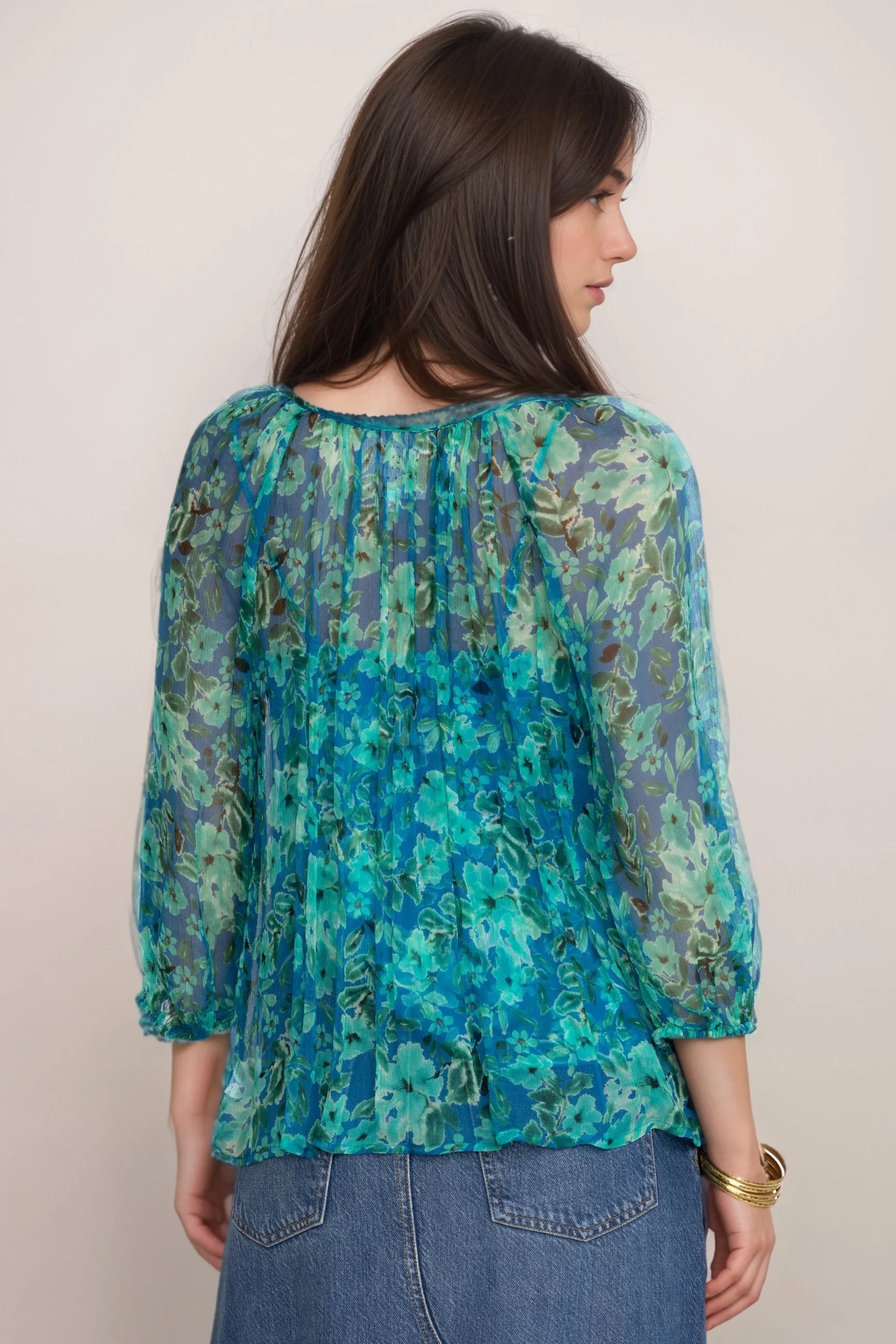 Johnny Was Jade Raquel Silk Peasant Blouse L19324-R