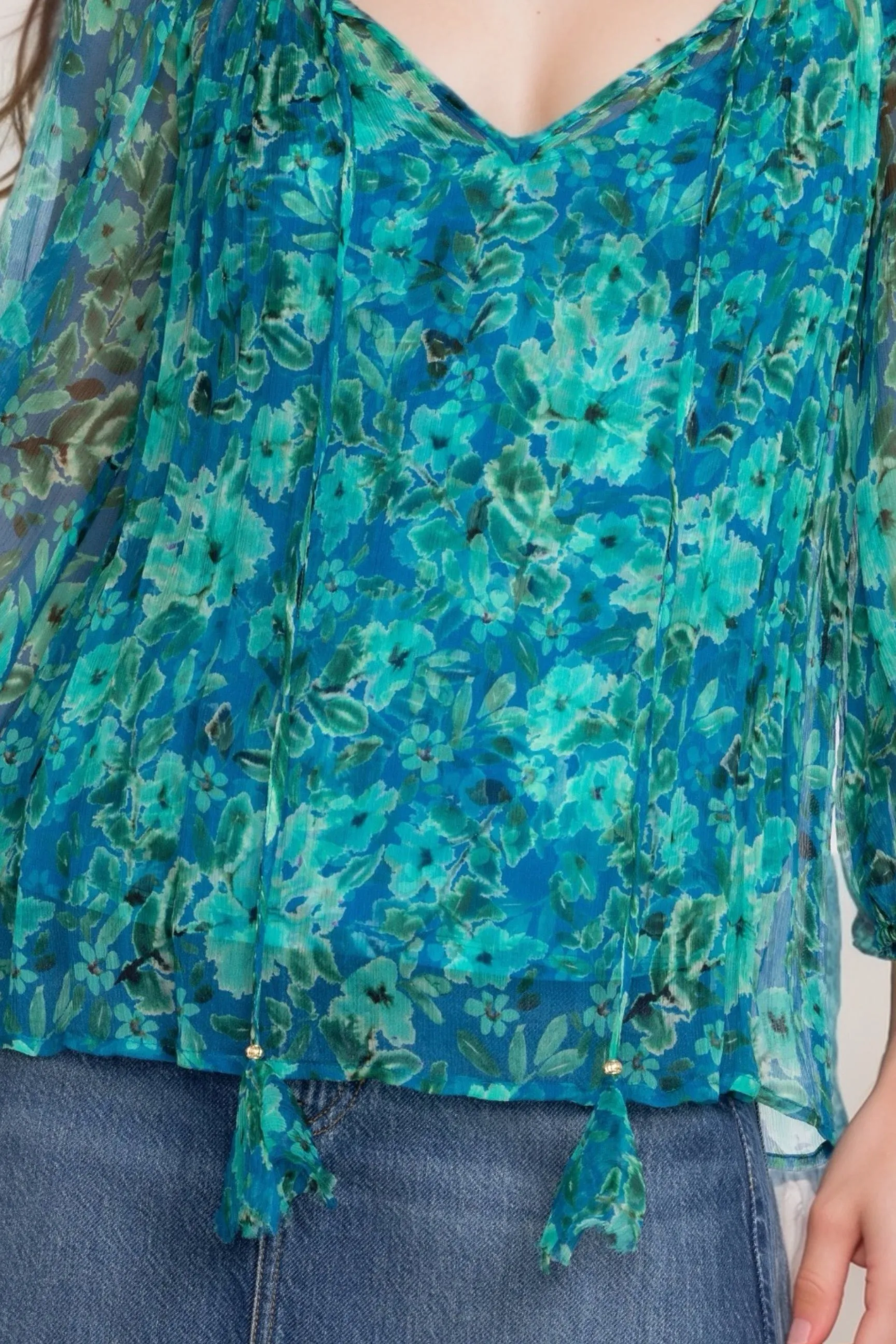 Johnny Was Jade Raquel Silk Peasant Blouse L19324-R