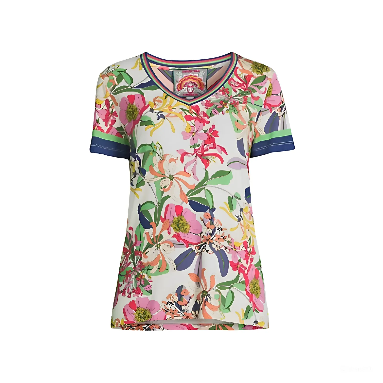 Johnny Was Janie Favorite Short Flowers Tee Aldrich Floral Shirt Top Cream NEW