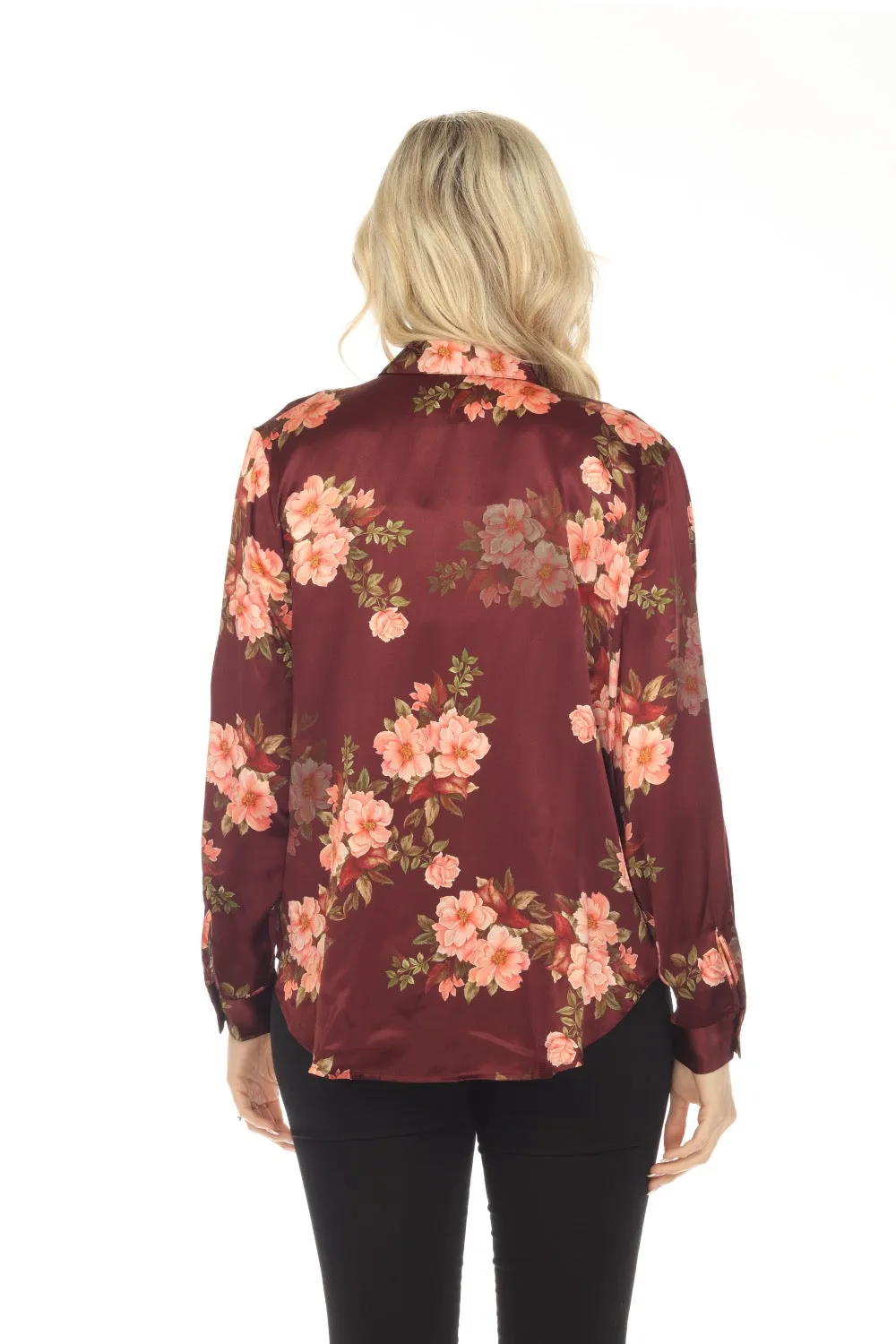 Johnny Was Love Amanza Winona Silk Floral Button-Down Shirt Boho Chic L14323