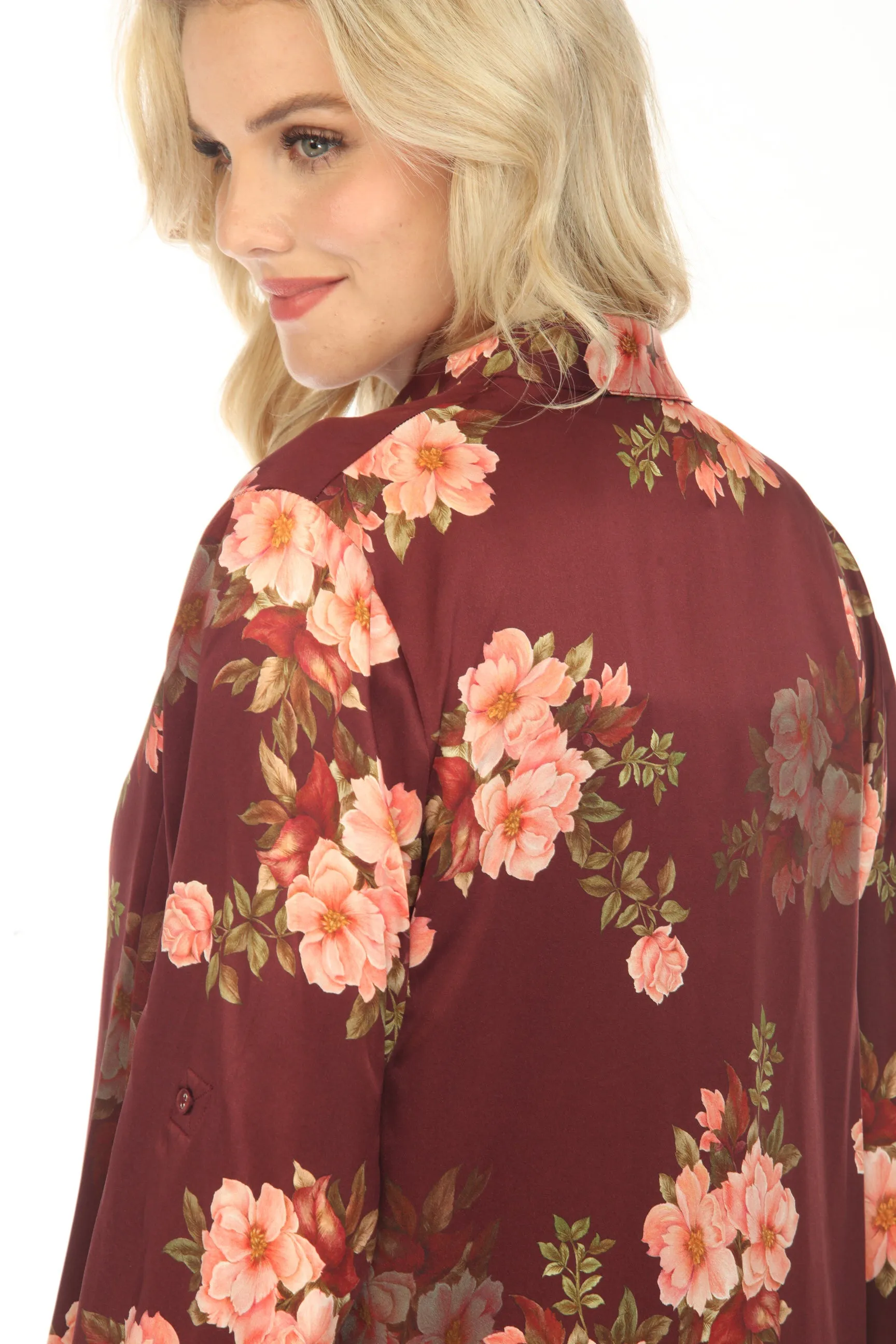 Johnny Was Love Amanza Winona Silk Floral Button-Down Shirt Boho Chic L14323