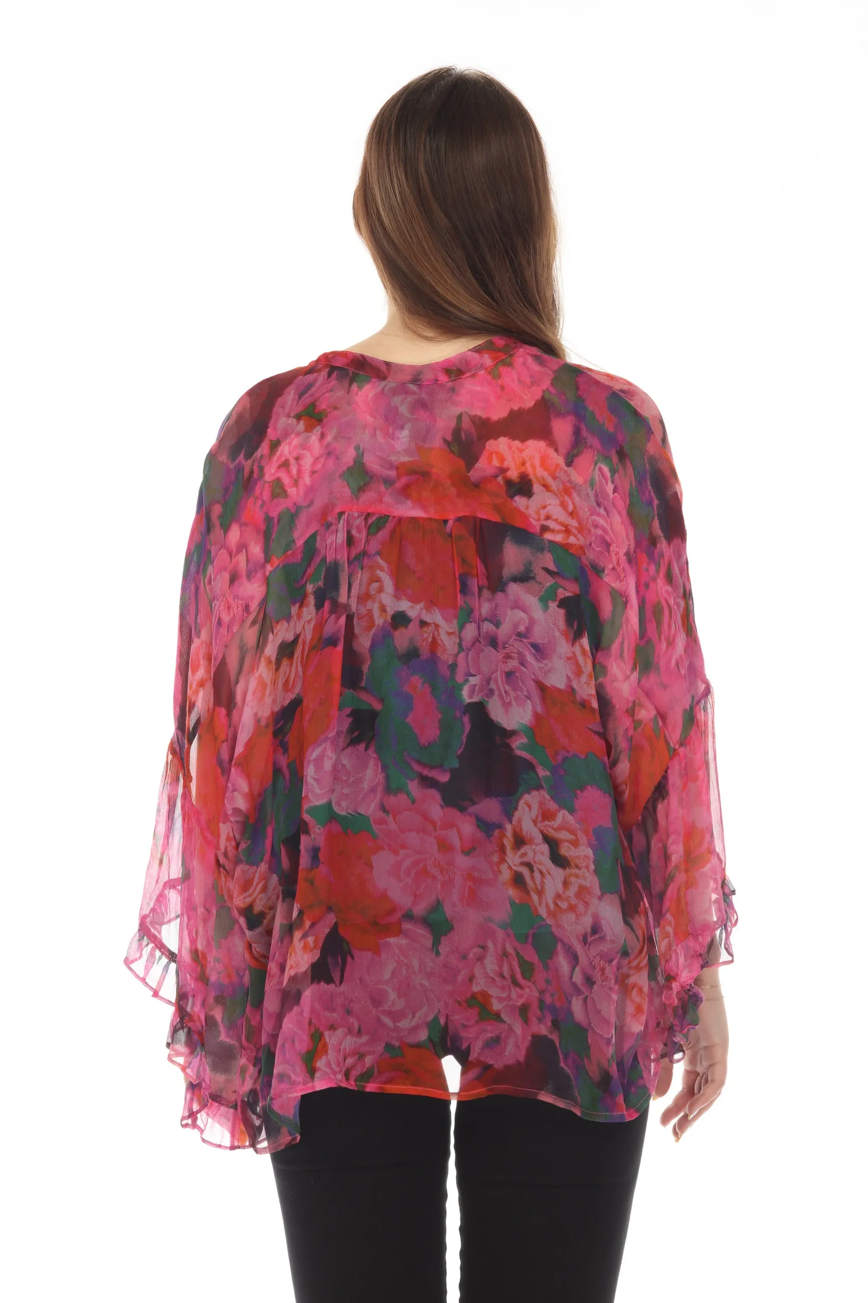 Johnny Was Love Lars Silk Floral Button-Down Shirt Boho Chic L12322-O