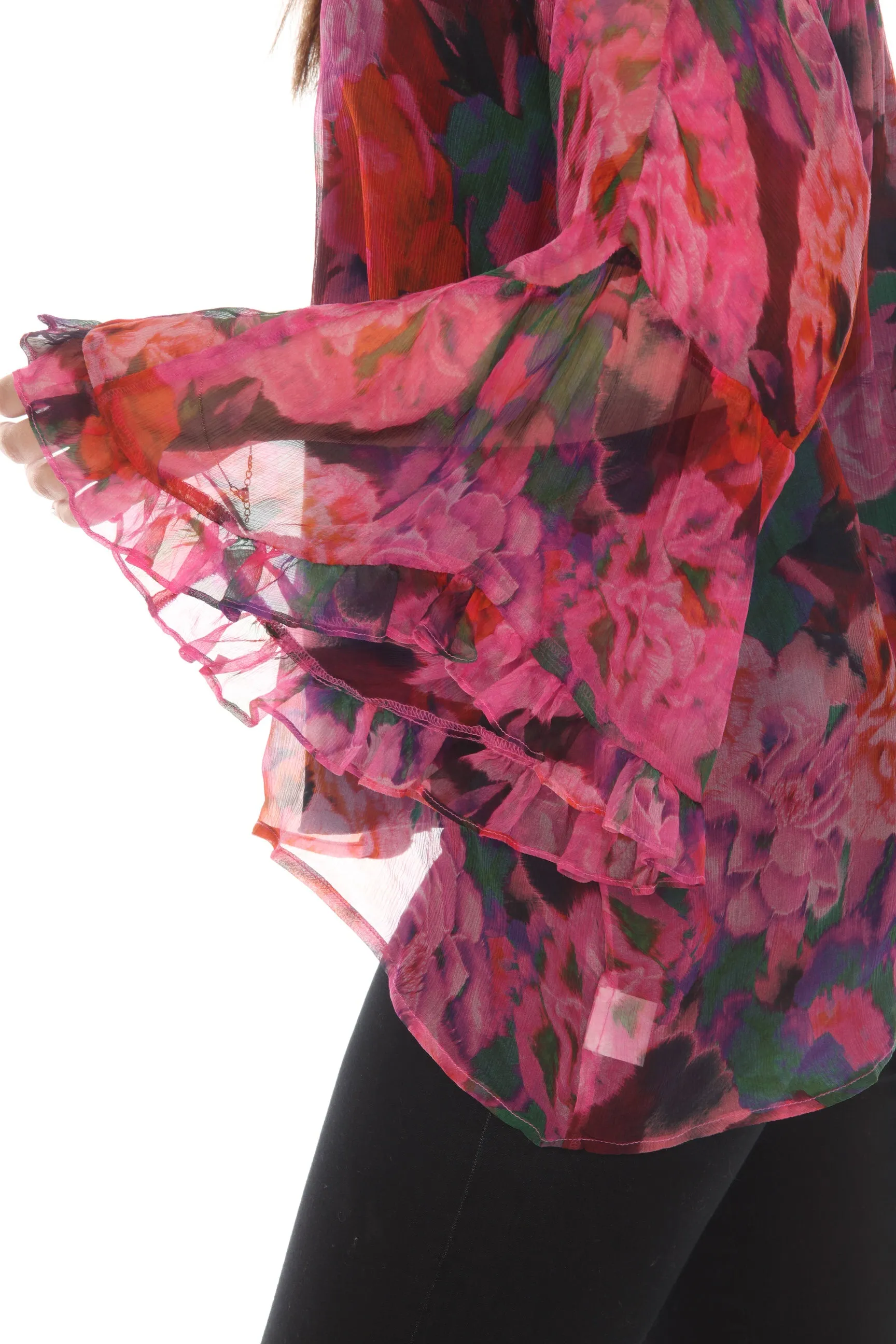 Johnny Was Love Lars Silk Floral Button-Down Shirt Boho Chic L12322-O