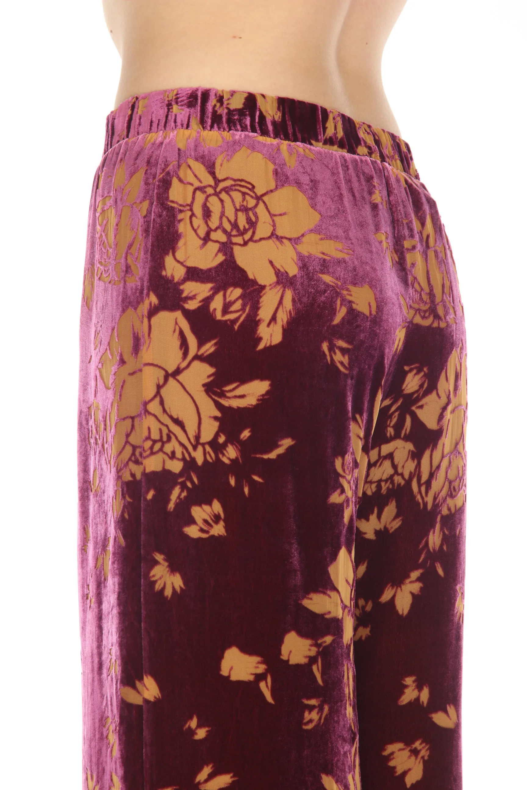Johnny Was Love Rising Moon Easy Velvet Floral Wide Leg Pants Boho Chic L67422