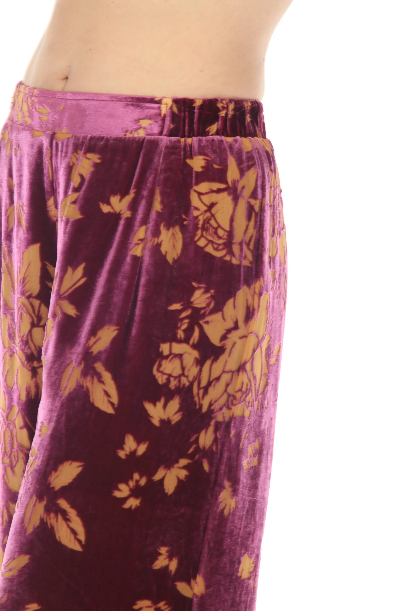 Johnny Was Love Rising Moon Easy Velvet Floral Wide Leg Pants Boho Chic L67422