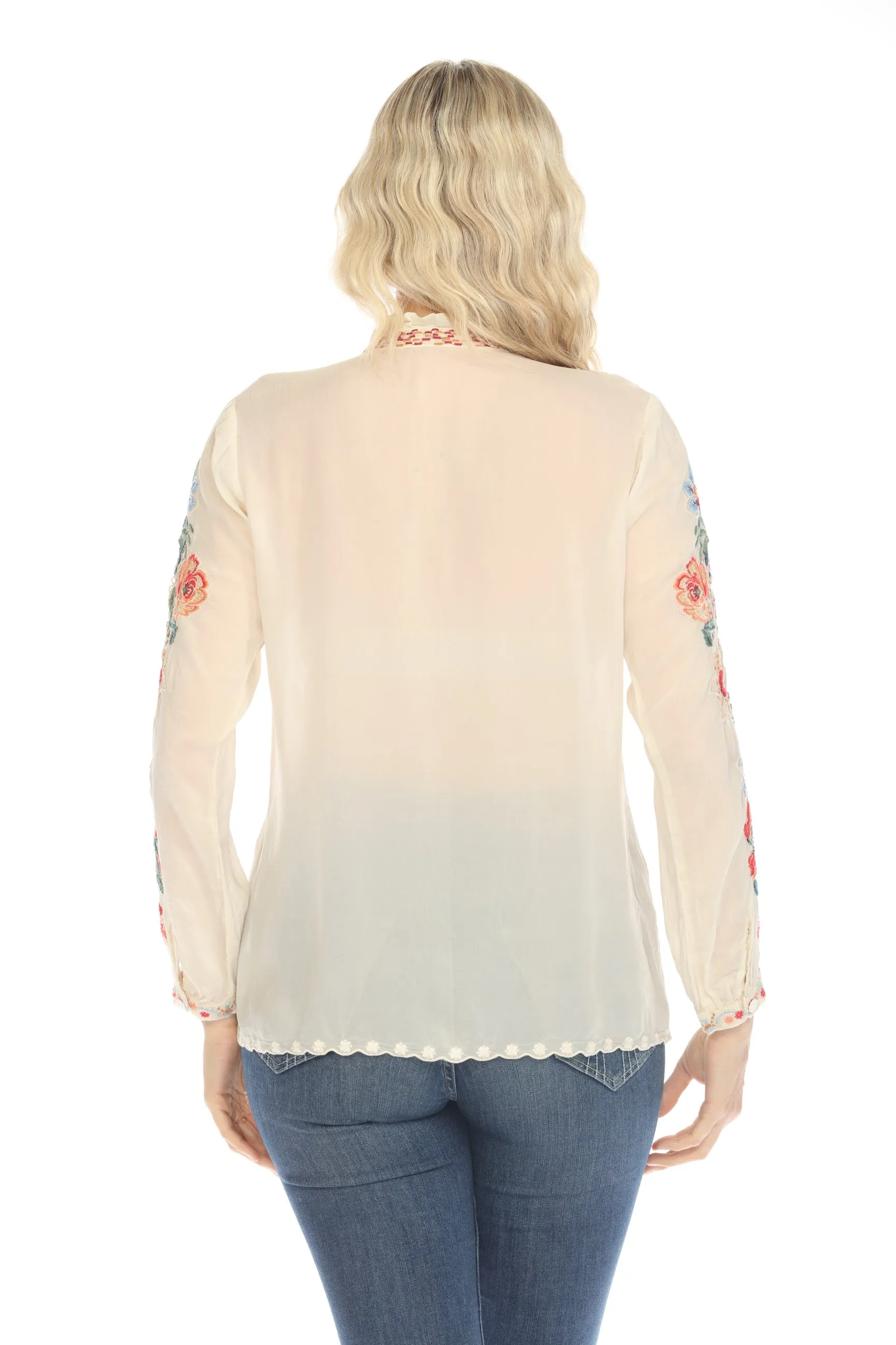 Johnny Was Ruelle Embroidered Button-Down Blouse C10624-O