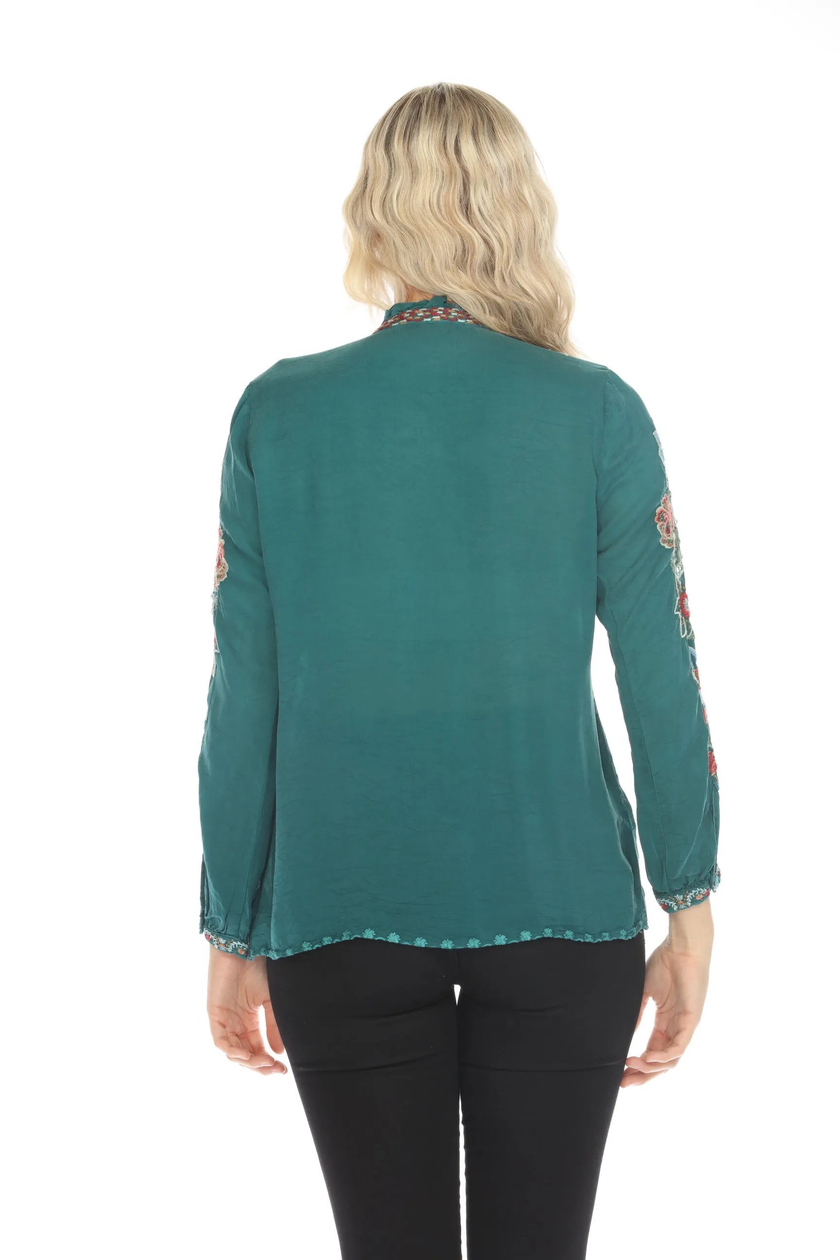 Johnny Was Ruelle Embroidered Button-Down Blouse C10624-O