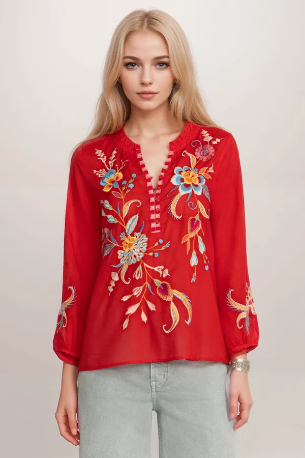Johnny Was Workshop Joele Ruffle Field Blouse W18824 *